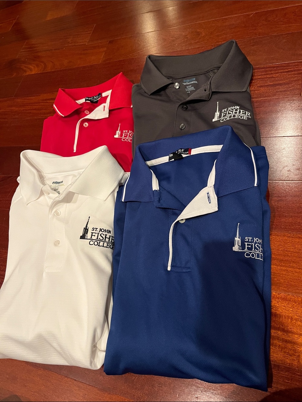 Set of 4 Men's Polo Shirts - Navy, White, Red, Gray